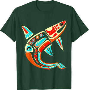 Orca in Salish Coast Art Style T-Shirt - T-Shirt | Forest