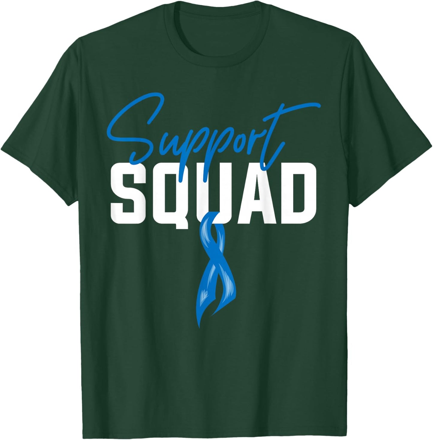Colon Cancer Awareness Support Squad Blue Ribbon T-Shirt - T-Shirt | Forest