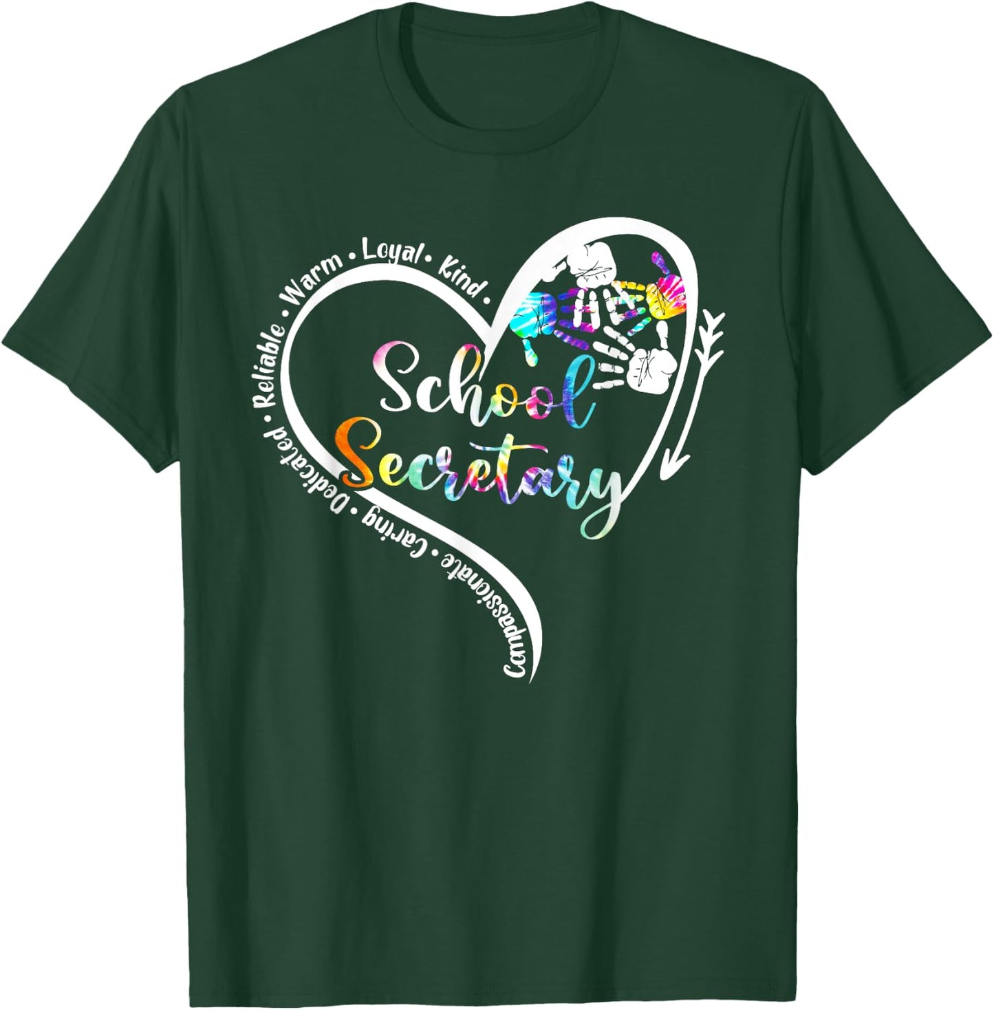 Tie Dye Heart School Secretary Life Cute Back to school T-Shirt - T-Shirt | Forest