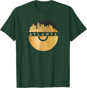 Vinyl-Record-Player Disco-Music Skyline-Atlanta T-Shirt - T-Shirt | Forest