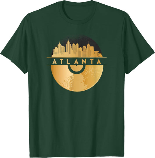 Vinyl-Record-Player Disco-Music Skyline-Atlanta T-Shirt - T-Shirt | Forest