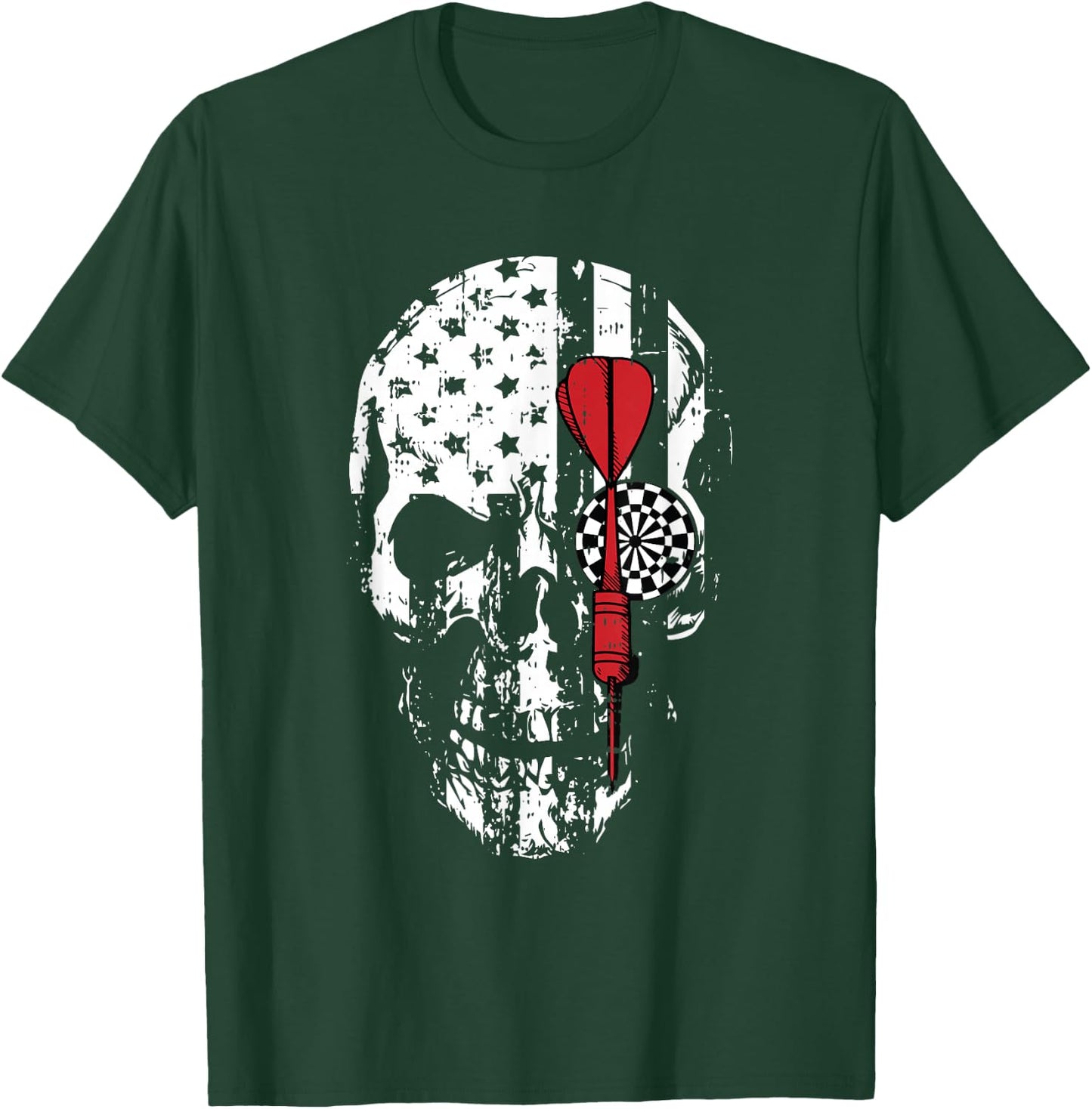 Skull American Flag Darts Board Throwing Sports Player Gift T-Shirt - T-Shirt | Forest