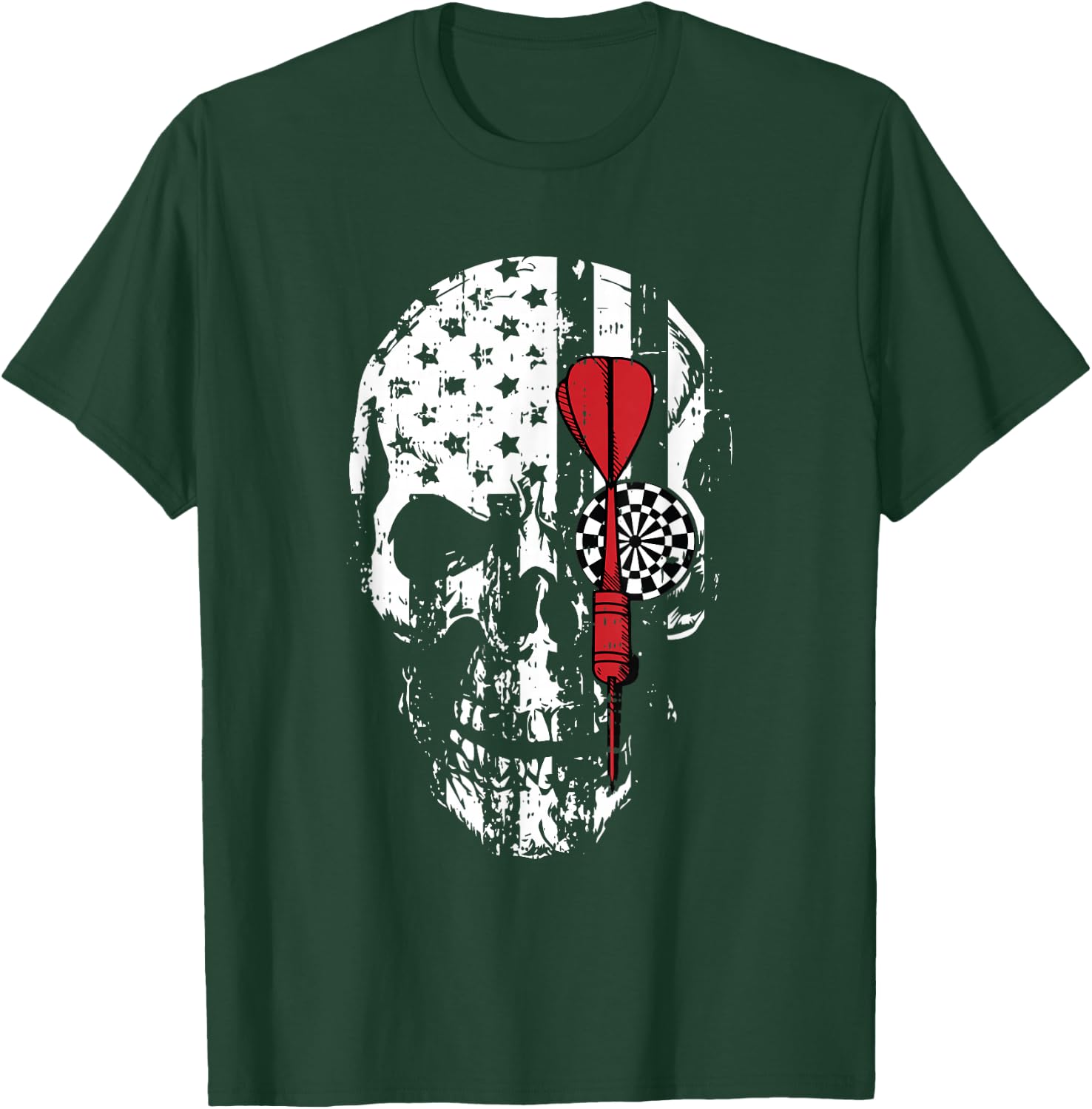 Skull American Flag Darts Board Throwing Sports Player Gift T-Shirt - T-Shirt | Forest
