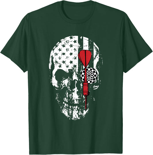 Skull American Flag Darts Board Throwing Sports Player Gift T-Shirt - T-Shirt | Forest