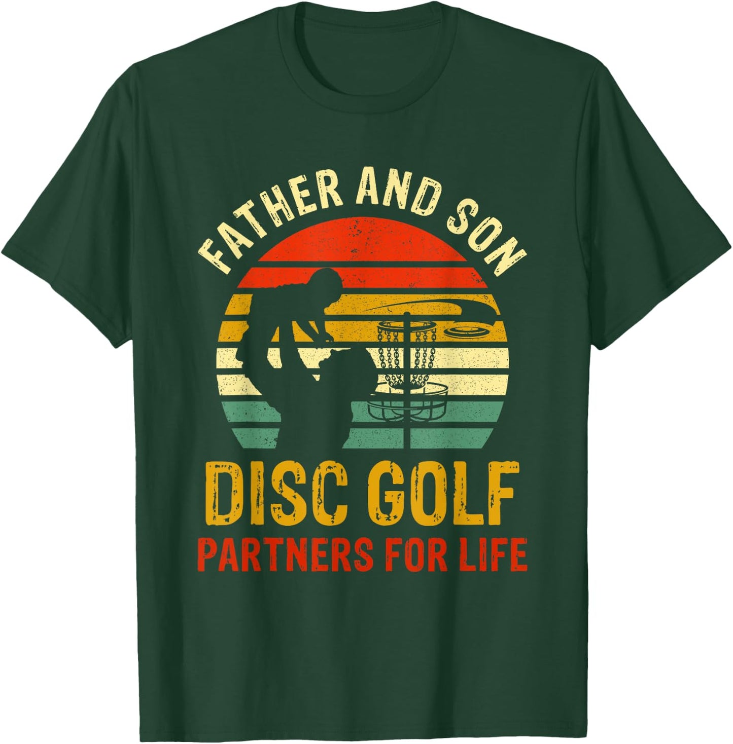 Vintage Dad And Son Disc Golf Partners For Life Fathers Day T-Shirt - T-Shirt | Forest