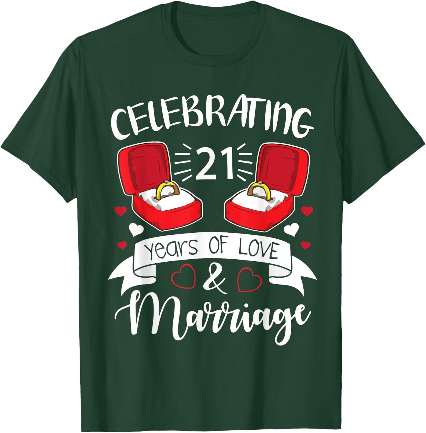 Celebrating 21 Years Of Love & Marriage Happy Husband Wife T-Shirt - T-Shirt | Forest