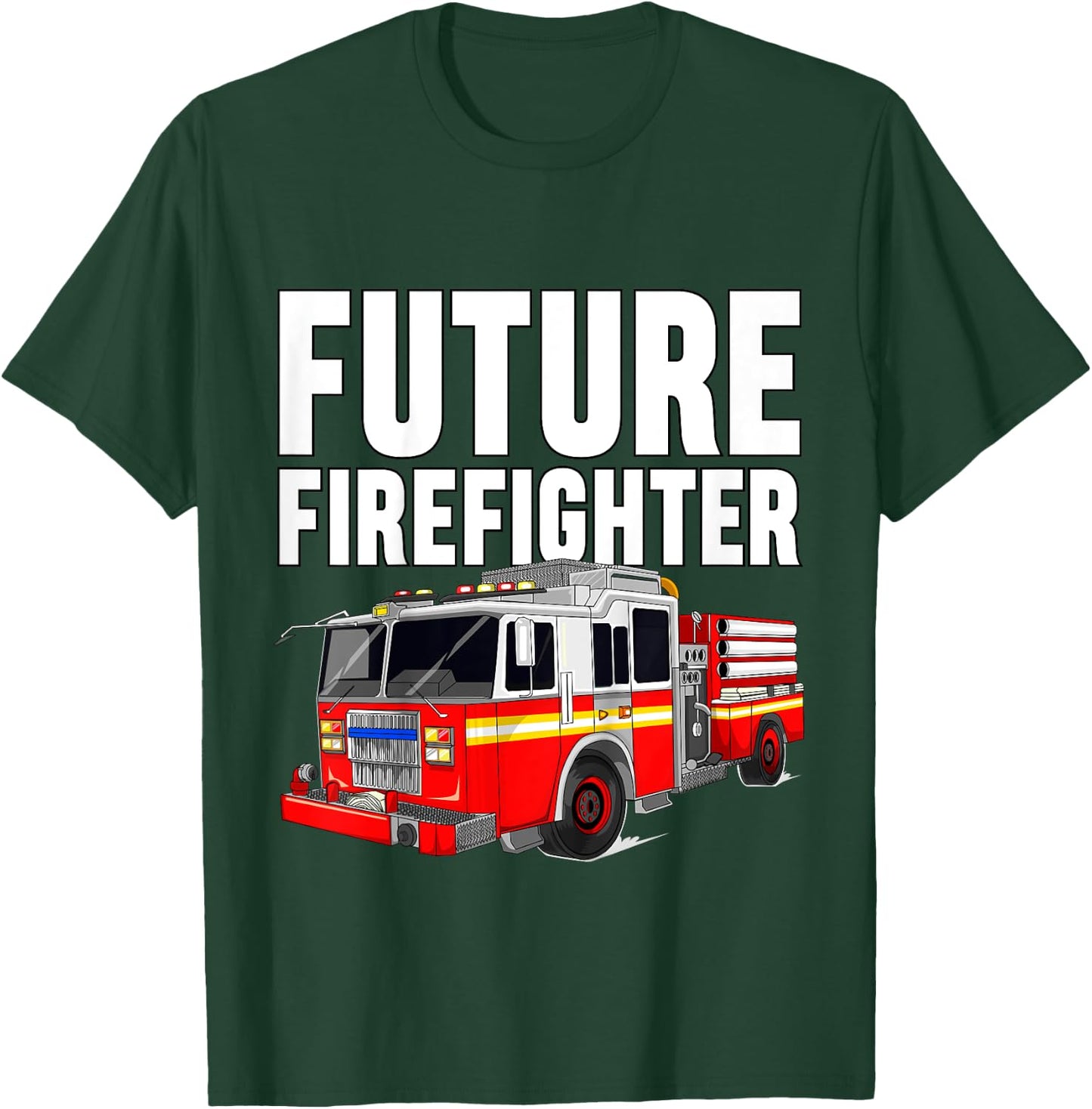 Kids Future Firefighter Fire Truck Theme Birthday Boy Toddler T-Shirt - T-Shirt | Forest