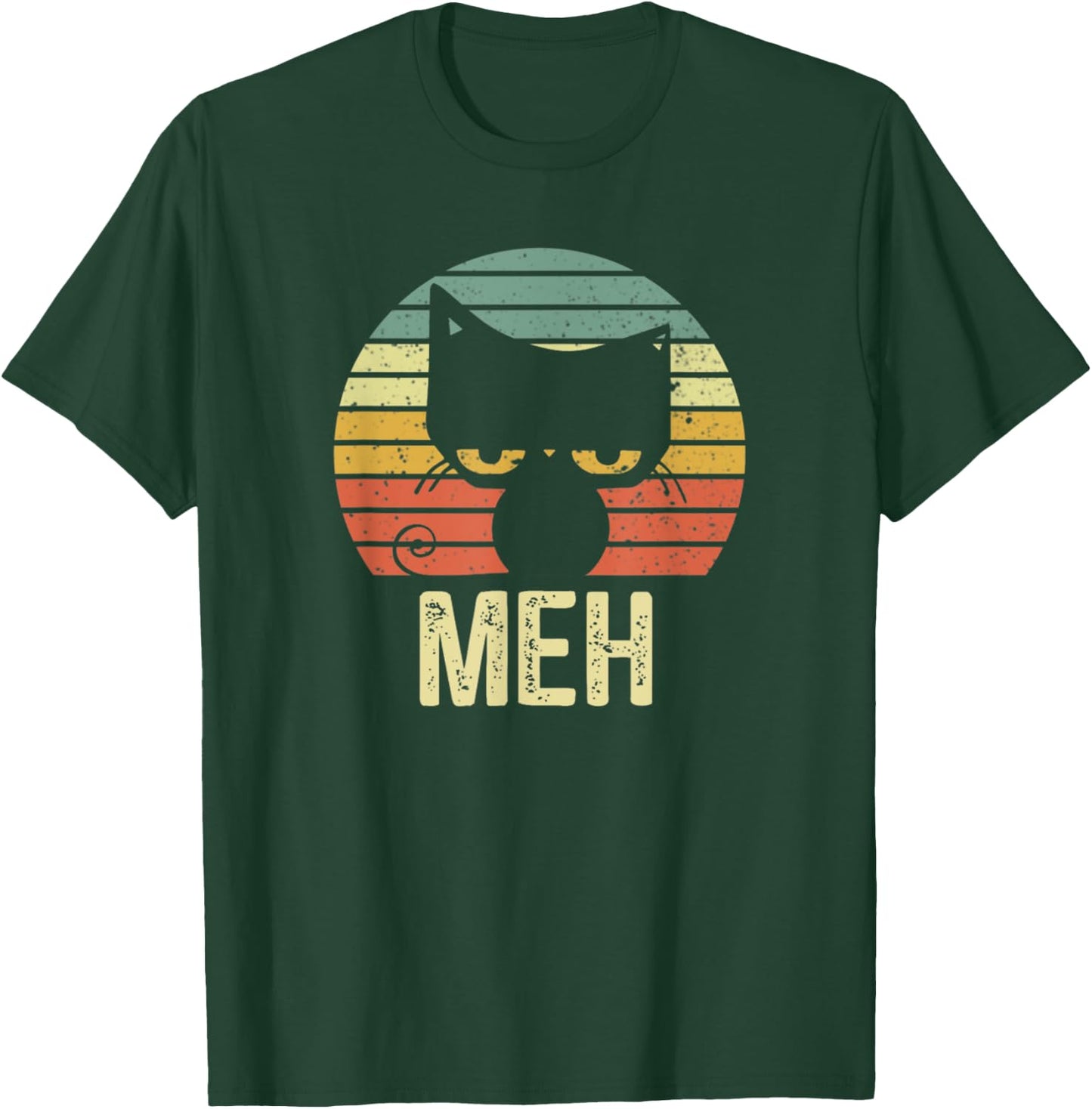 Meh Cat Retro Vintage T-Shirt - T-Shirt | Forest