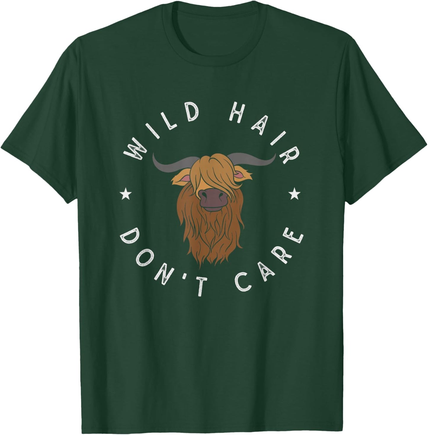 Wildes Haar ist mir egal Funny Scottish Highland Cow T-Shirt - T-Shirt | Forest