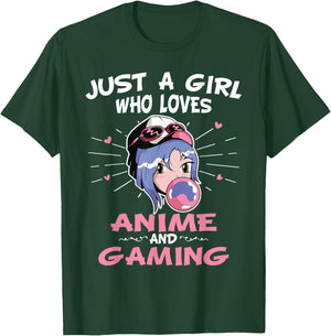 Just A Girl Who Loves Anime And Gaming Manga Animation T-Shirt - T-Shirt | Forest