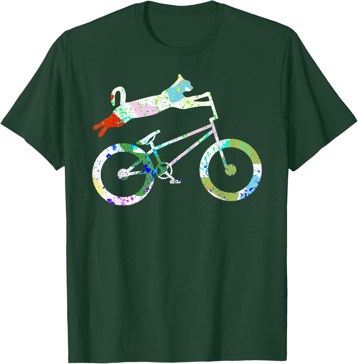 Cat On BMX Bike Kitten Lover Bike Cycling Bicycle Gift T-Shirt - T-Shirt | Forest