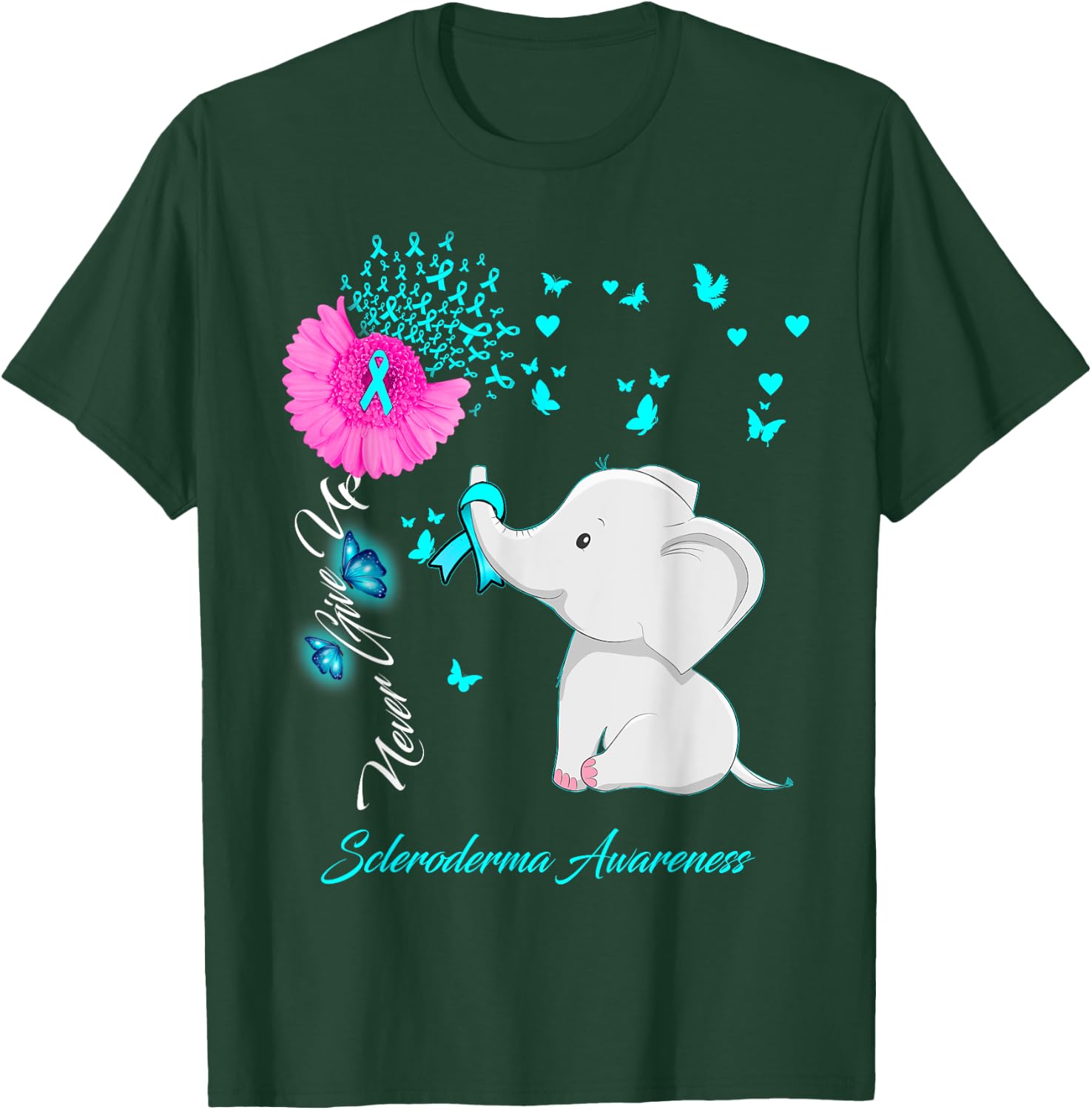 Elephant Scleroderma Awareness - Scleroderma Ribbon Gifts T-Shirt - T-Shirt | Forest