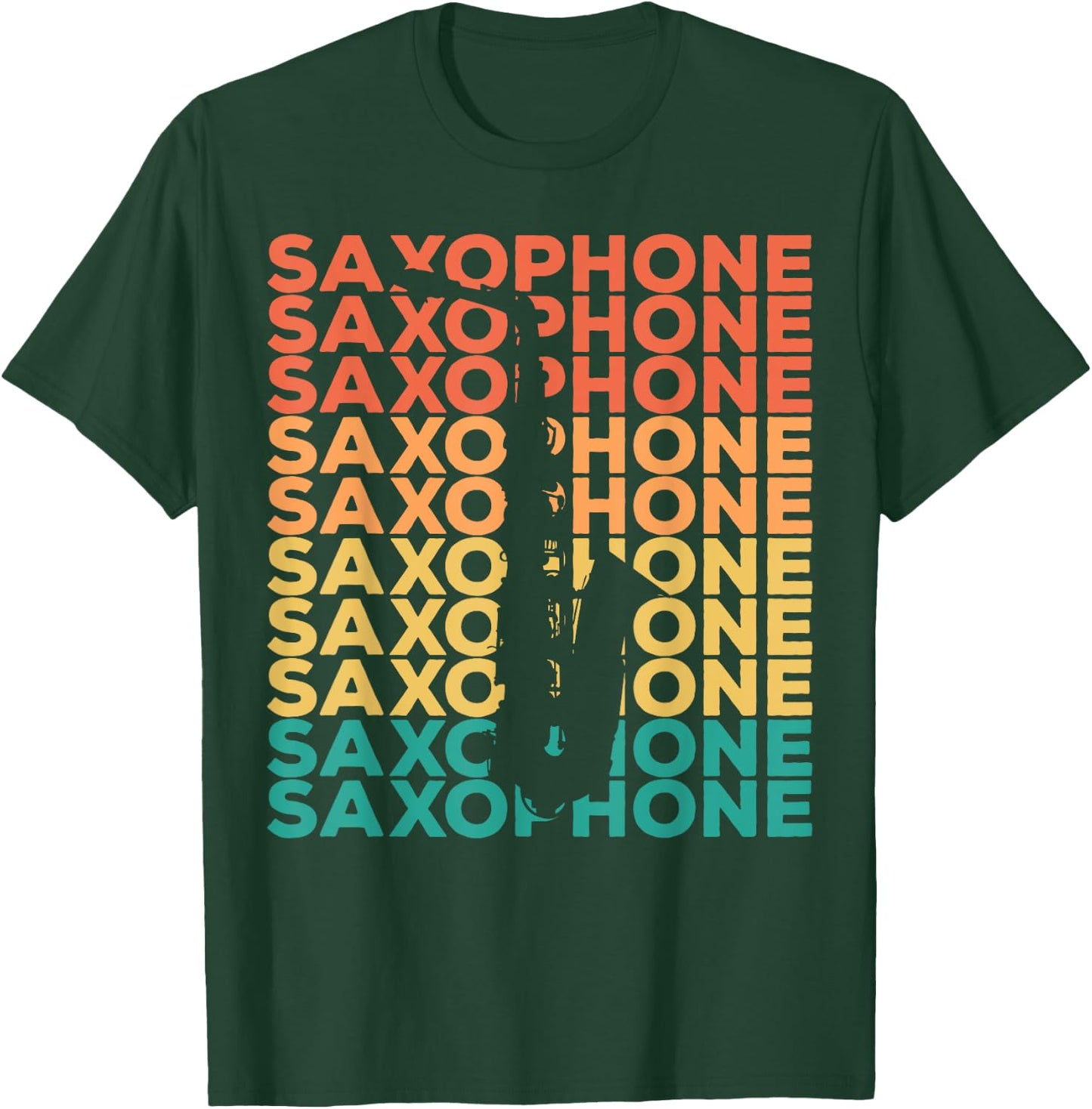 Saxophonists Gift Ideas Retro Vintage Saxophone - Black, -Adults, Small, Short Sleeve, Cotton 60% Polyester 40% T-Shirt - T-Shirt | Forest