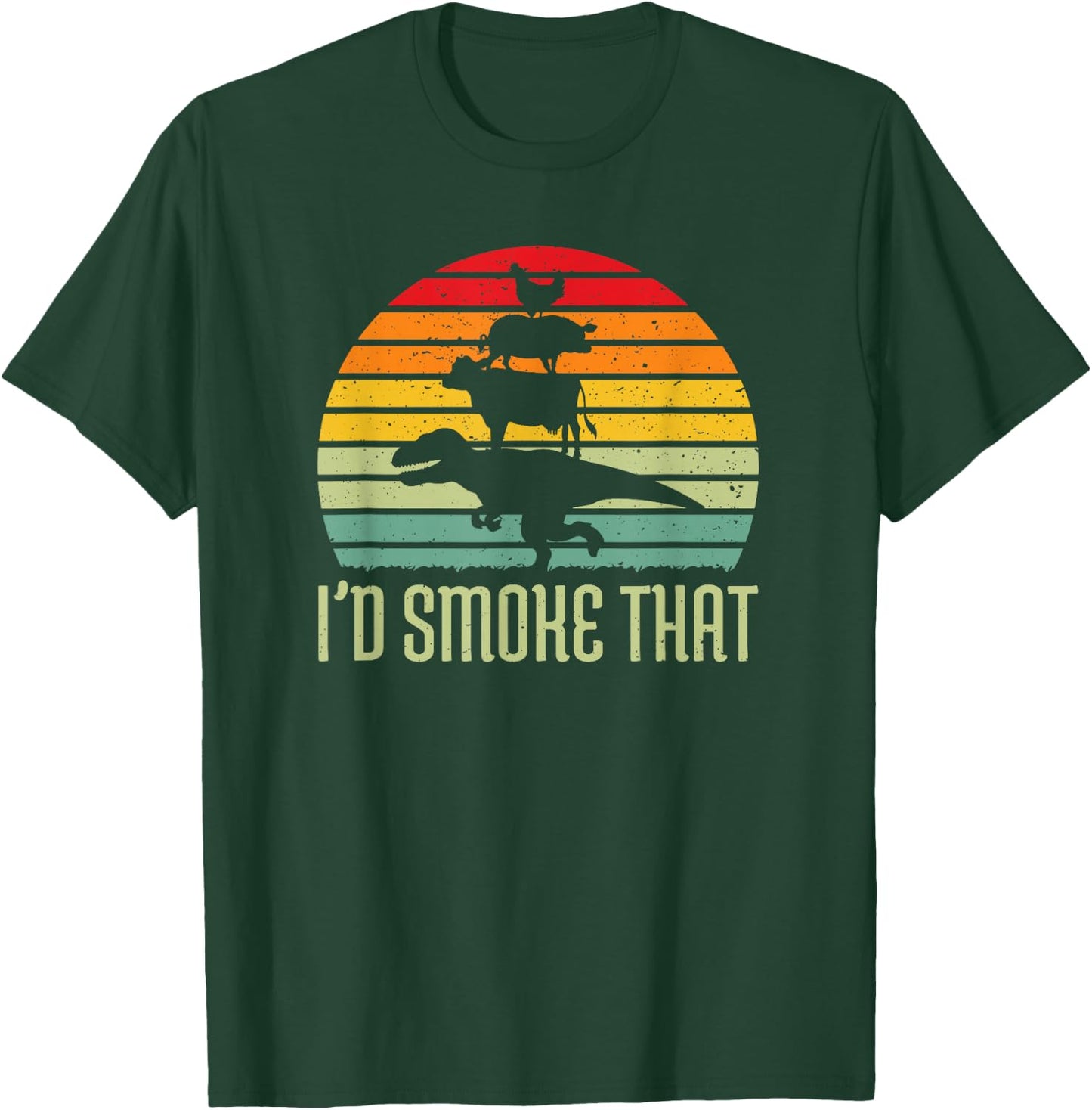 Barbecue Dinosaur BBQ Meat Grilling Smoker & T-Shirt - T-Shirt | Forest
