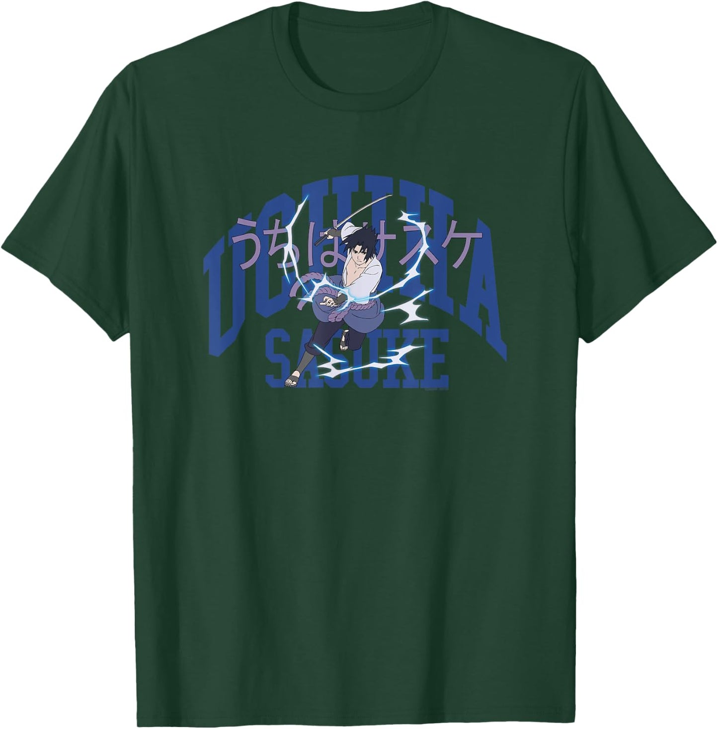 Naruto Shippuden Uchiha Sasuke Collegiate Anime T-Shirt - T-Shirt | Forest