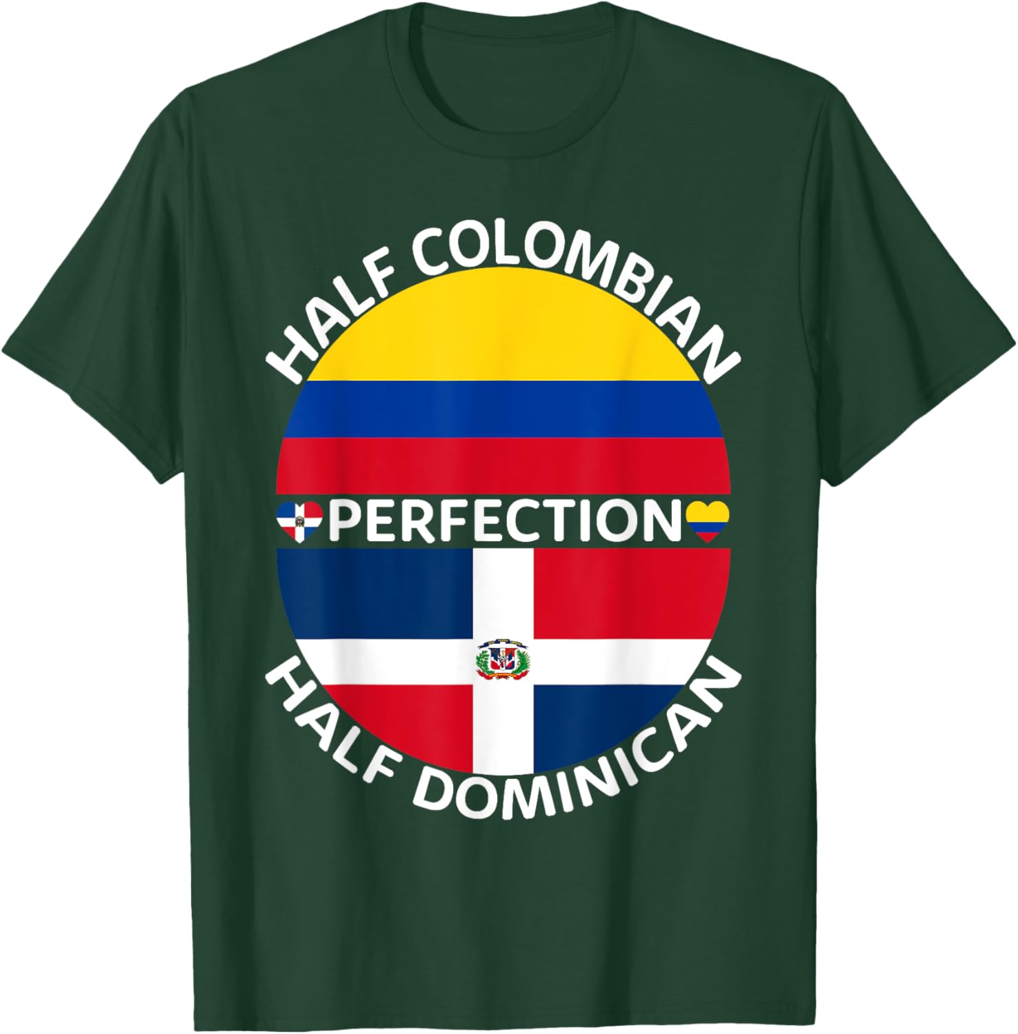 Half Colombian Half Dominican Republic Colombia Flag Men T-Shirt - T-Shirt | Forest