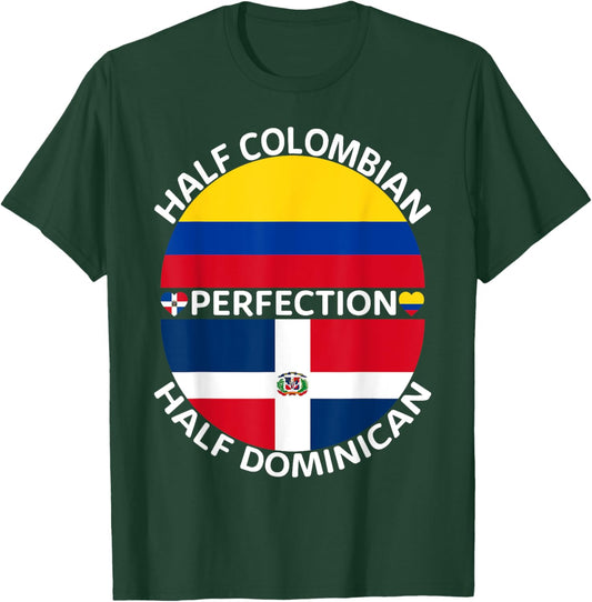 Half Colombian Half Dominican Republic Colombia Flag Men T-Shirt - T-Shirt | Forest