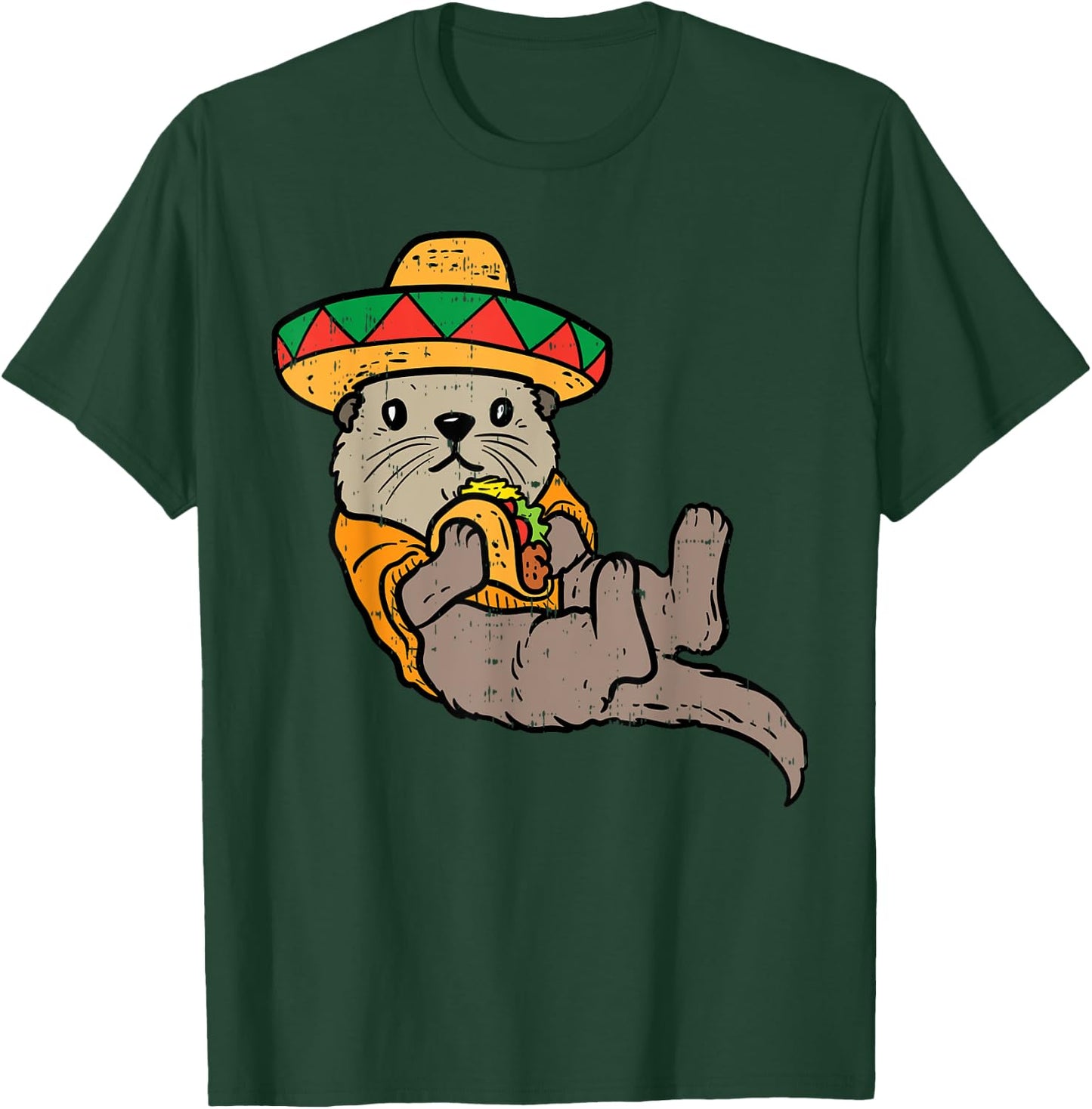 Mexican Otter Sombrero Taco Cinco De Mayo Fiesta Animal T-Shirt - T-Shirt | Forest
