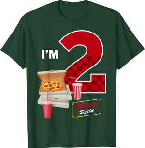 2nd Birthday Pizza Theme 2 Year Old Funny B-Day Matching T-Shirt - T-Shirt | Forest