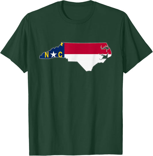 NORTH CAROLINA STATE MAP NORTH CAROLINA NC Flag Roots Gift T-Shirt - T-Shirt | Forest