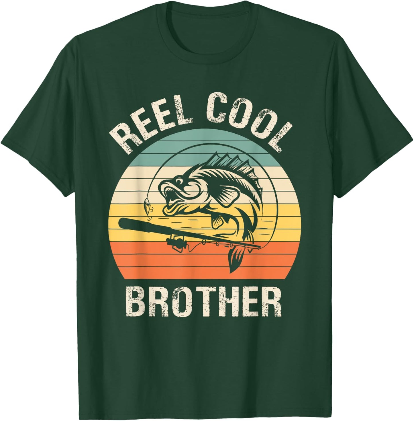 Reel Cool Brother Fishing Funny Gift T-Shirt - T-Shirt | Forest