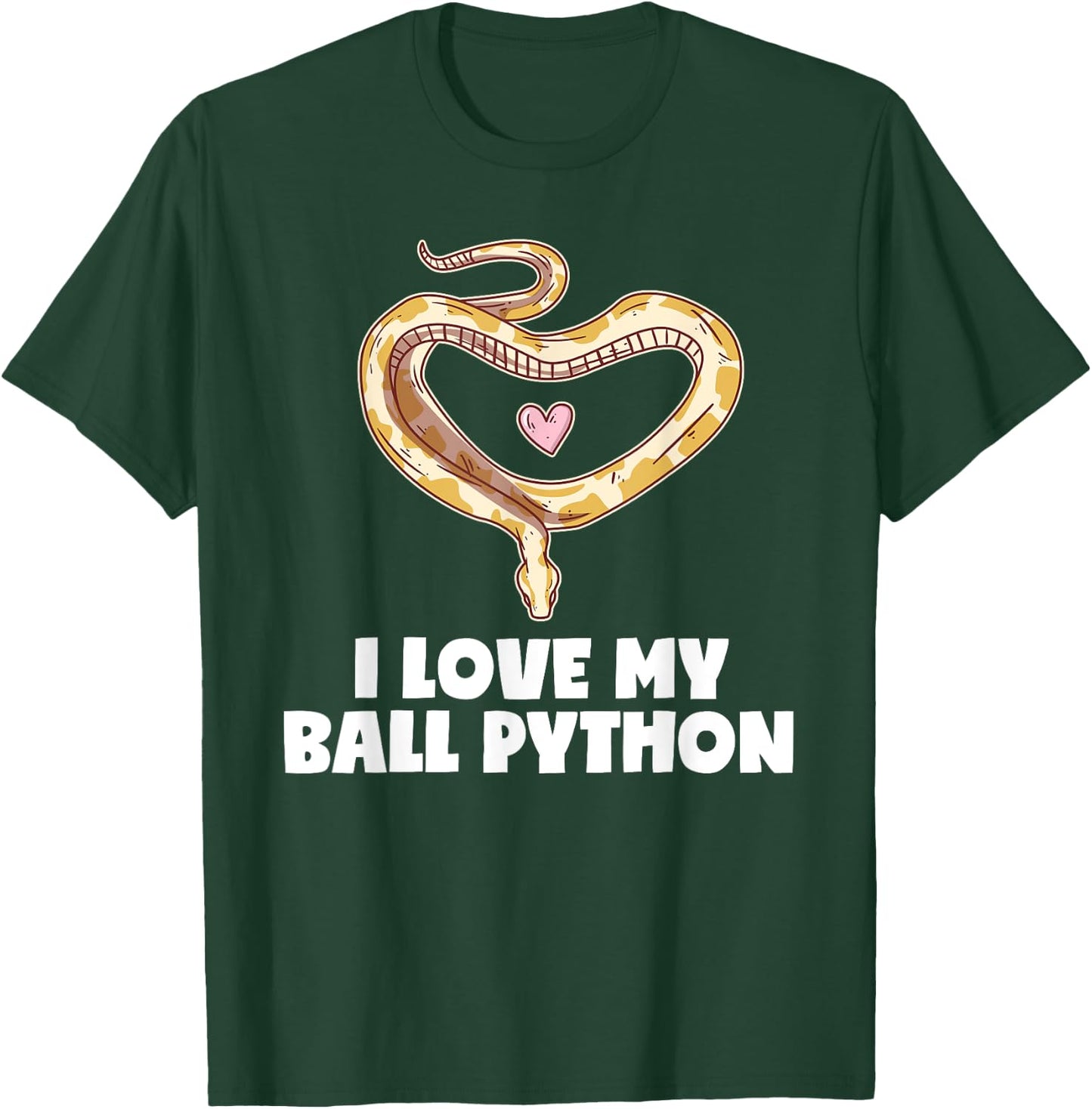 I Love My Ball Python Heart Pet Snake Animal Reptile T-Shirt - T-Shirt | Forest