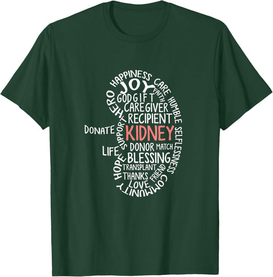 Kidney Organ Donor Get Well Soon Shirts -Adults Black Cotton 65% Polyester 35% Modern Short Sleeve Classic Fit Small Donor Awareness T-Shirt - T-Shirt | Forest