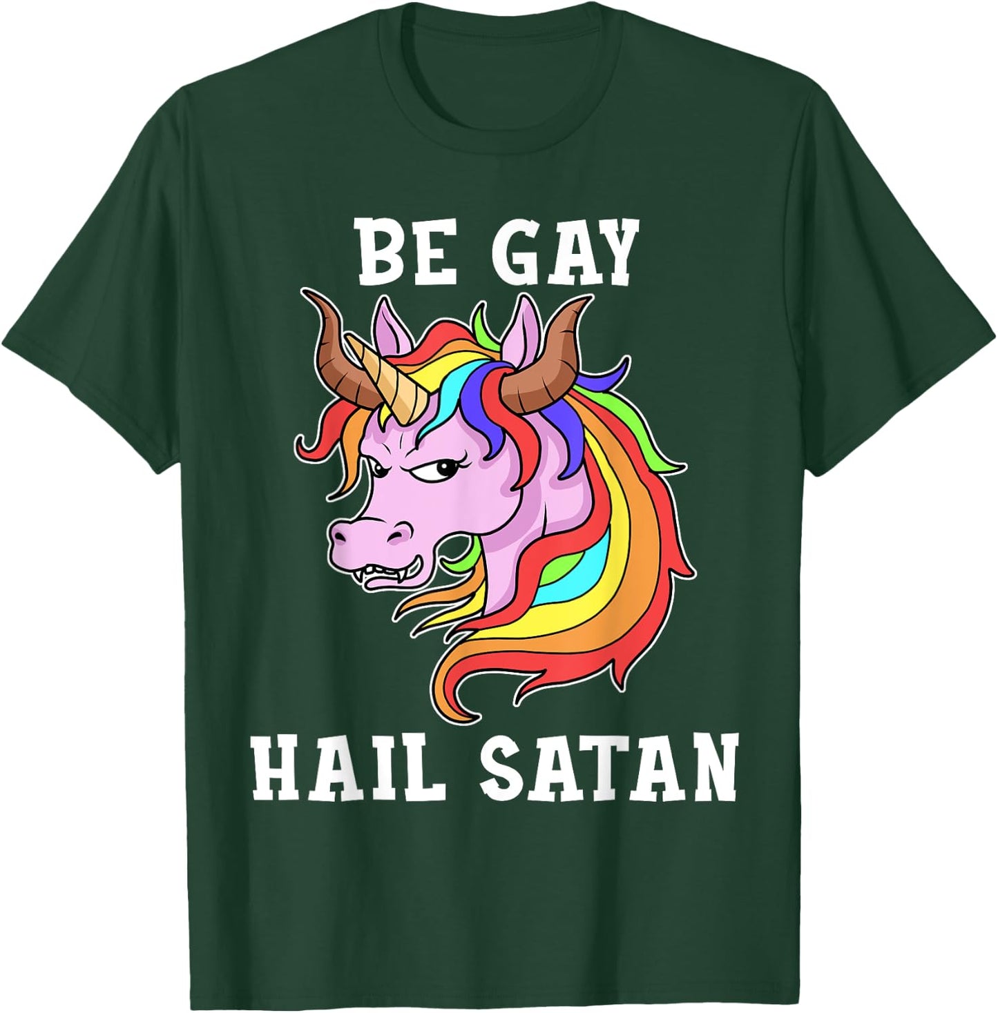 Be Gay Hail Satan Men Gay Pride Shirt Men Unicorn T-Shirt - T-Shirt | Forest