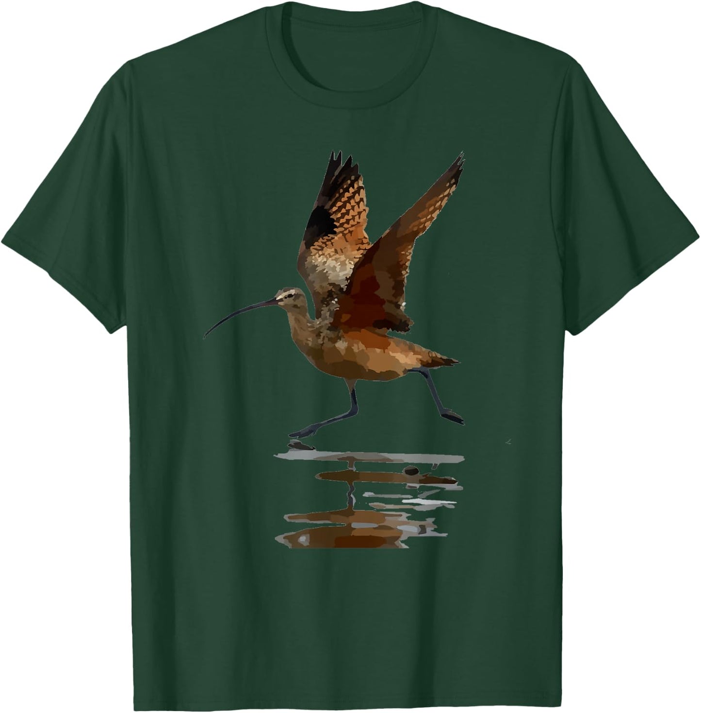Curlew Bird Art Illustration T-Shirt - T-Shirt | Forest