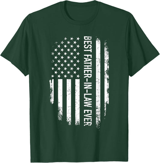 Best Father-in-Law Ever US American Vintage Flag T-Shirt - T-Shirt | Forest