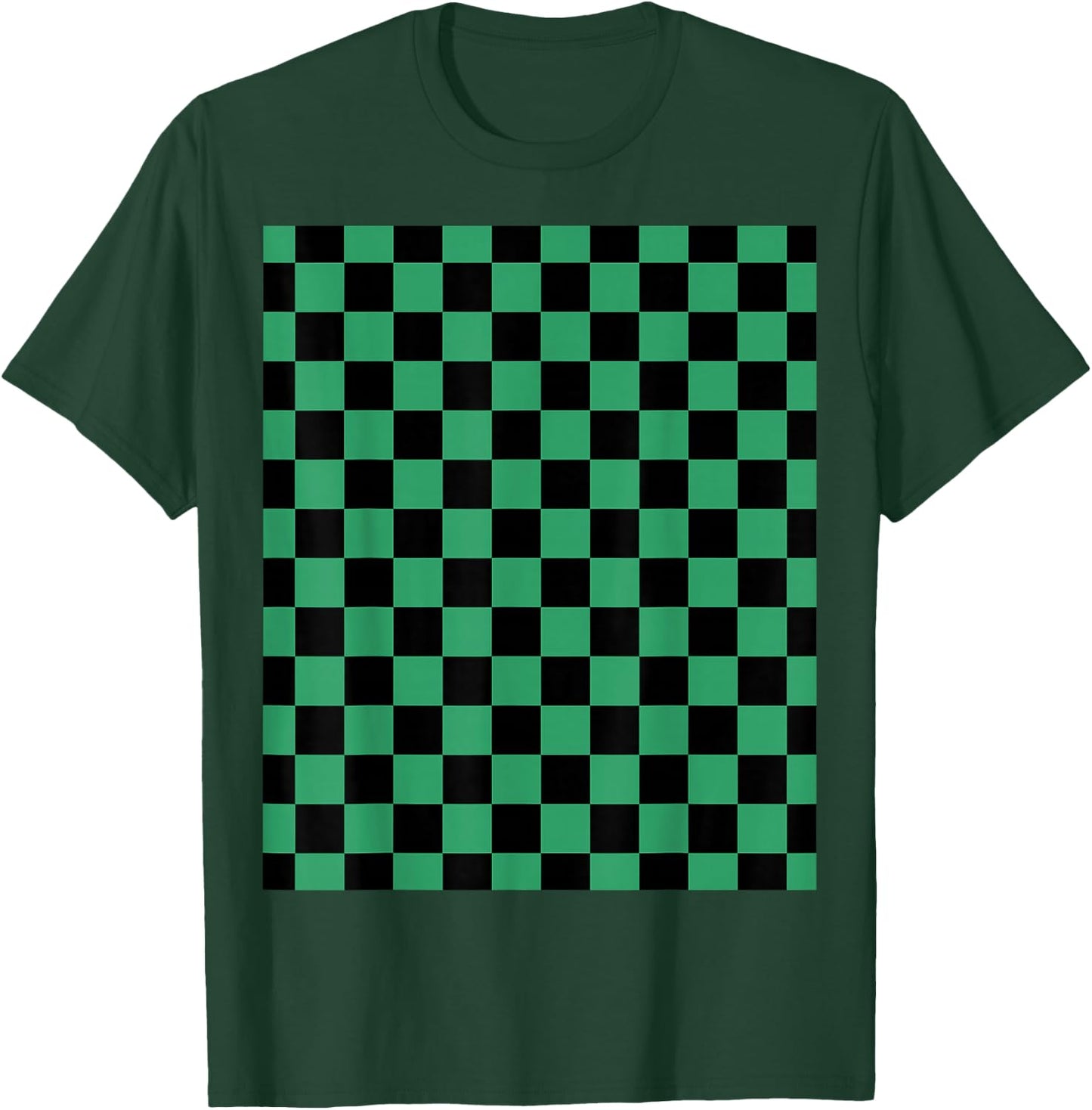 Green checkered anime T-Shirt - T-Shirt | Forest