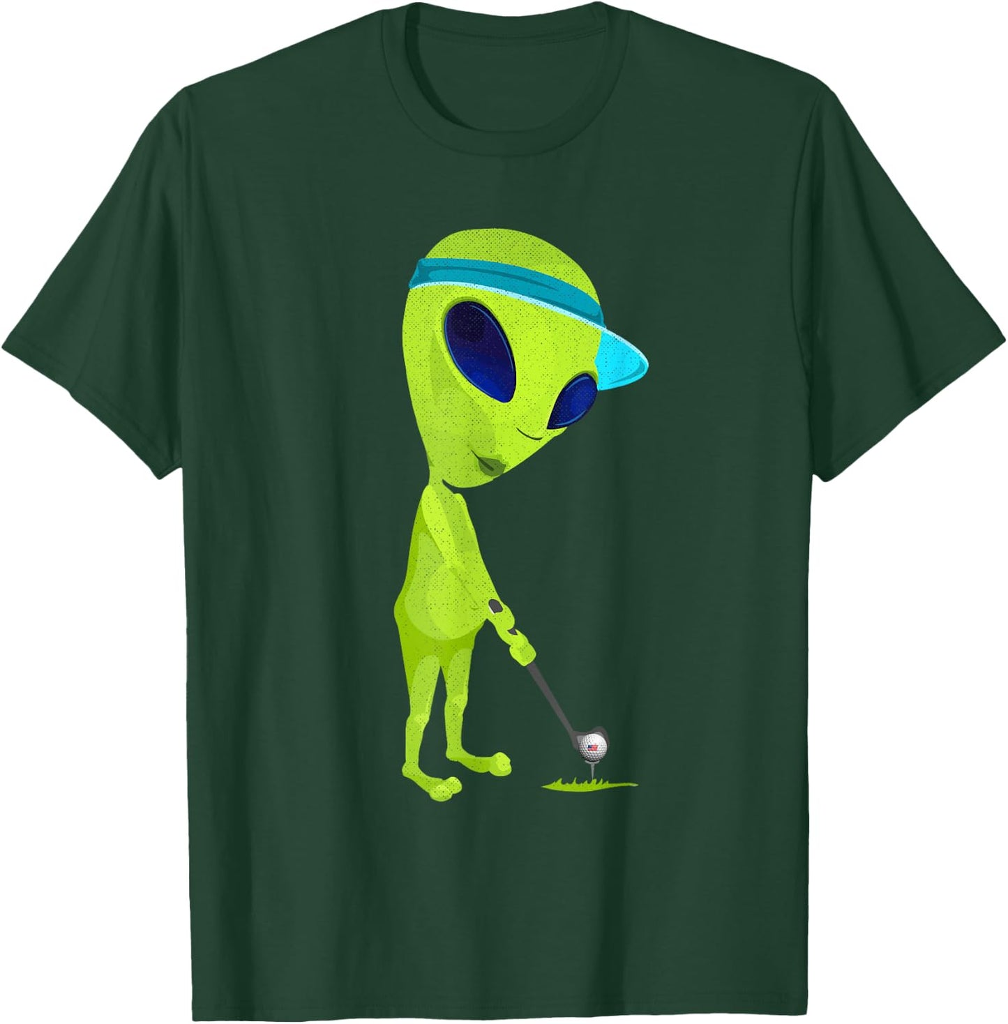 Funny Alien Playing Golf Parody Golfer UFO Golfing Space UFO T-Shirt - T-Shirt | Forest