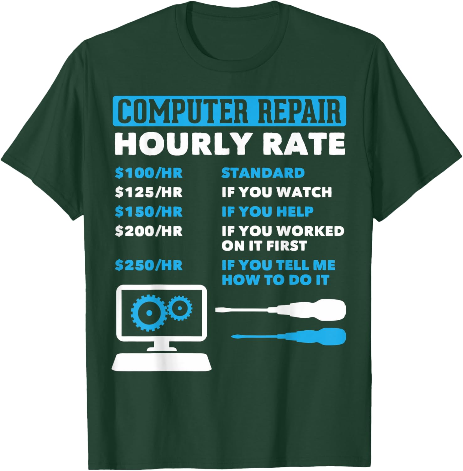 Computer Nerds Computer Repair Hourly Rate Computer Guys T-Shirt - T-Shirt | Forest