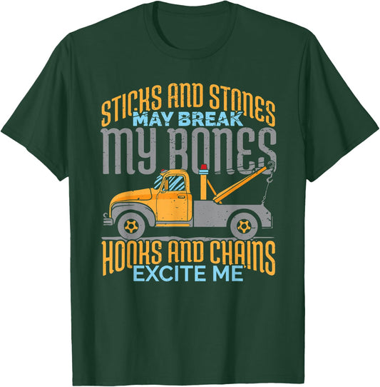 Truck Driver Gift: Hooks And Chains Excite Me T-Shirt - T-Shirt | Forest