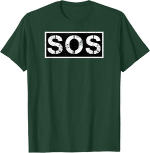 SOS – Distressed Grünge, black and white rectangular design T-Shirt - T-Shirt | Forest