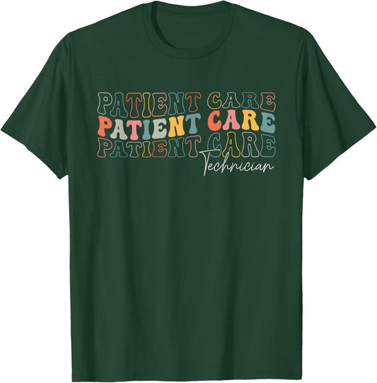 Patient Care Technician Appreciation Week Healthcare Groovy T-Shirt - T-Shirt | Forest
