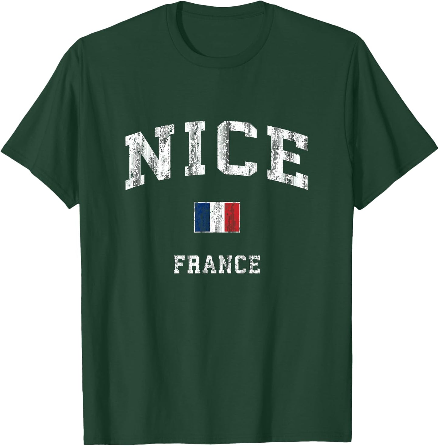 Nice France Vintage Athletic Sports Design T-Shirt - T-Shirt | Forest