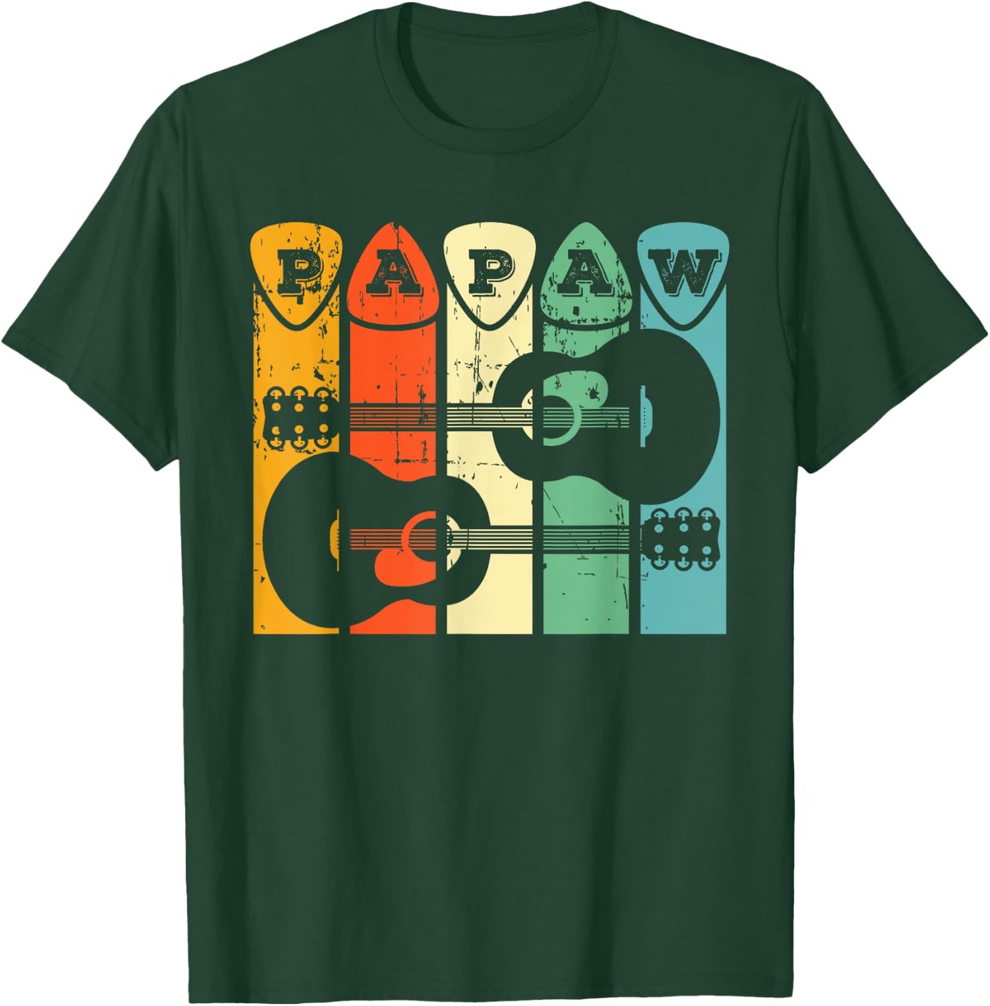 Papaw Guitar Pick Gift Guitar Player Grandpa Retro Guitarist T-Shirt - T-Shirt | Forest
