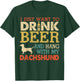 Dachshund Dad Drink Beer Hang With Dog Funny Men Vintage T-Shirt - T-Shirt | Forest