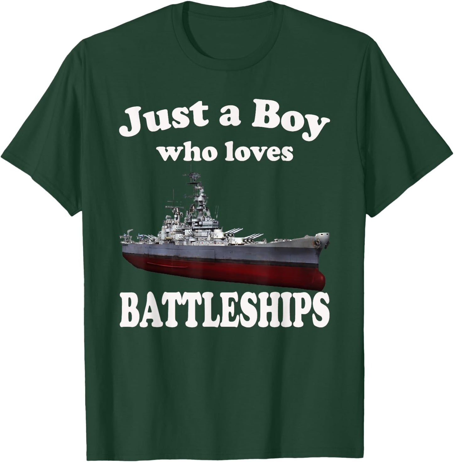 Boy Who Loves Battleship USS New Jersey BB-62 WW2 Warship T-Shirt - T-Shirt | Forest