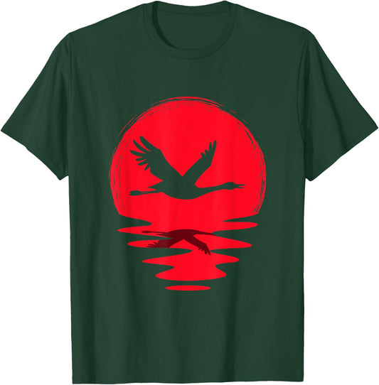 Common Crane Nature Origami Birdie Animal Cute Lover Bird T-Shirt - T-Shirt | Forest