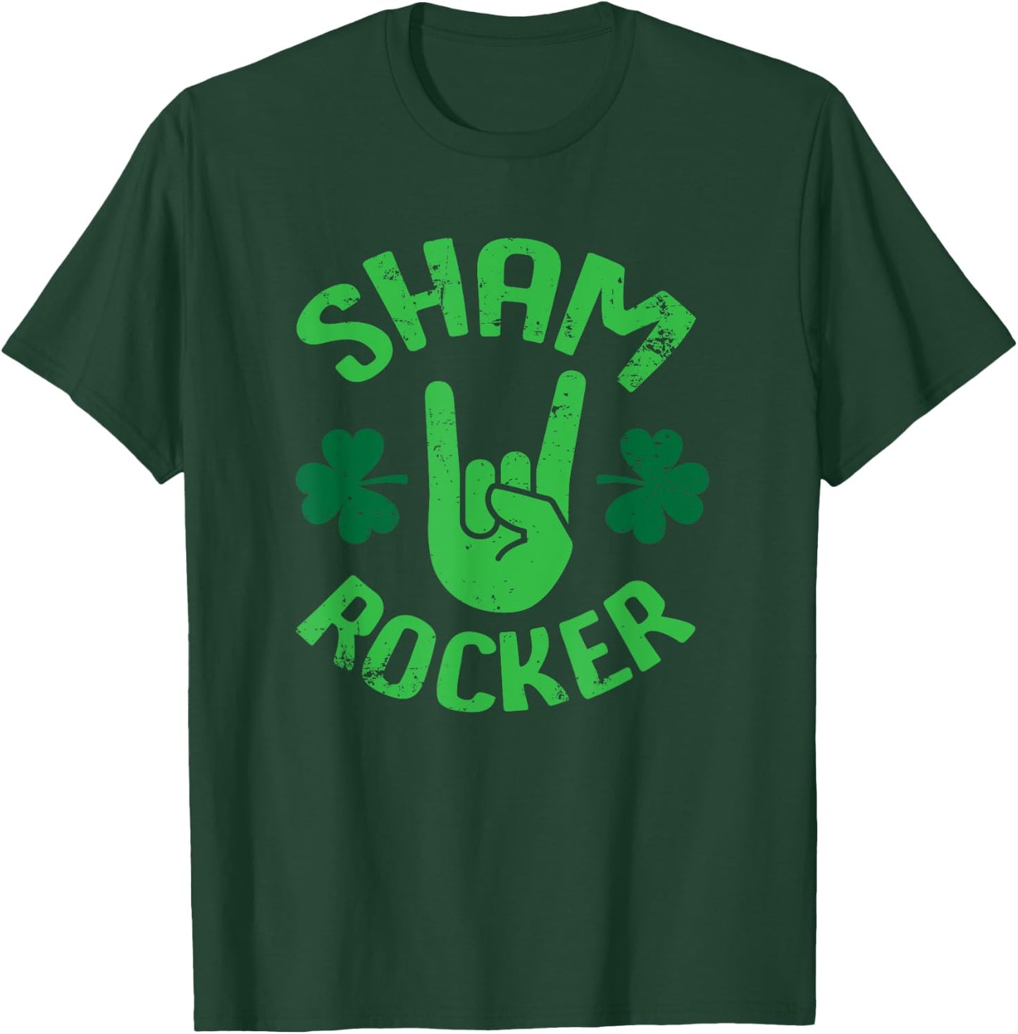 Sham Rocker Funny Rock Musician St. Patty's Day Clover T-Shirt - T-Shirt | Forest