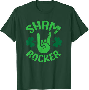 Sham Rocker Funny Rock Musician St. Patty's Day Clover T-Shirt - T-Shirt | Forest