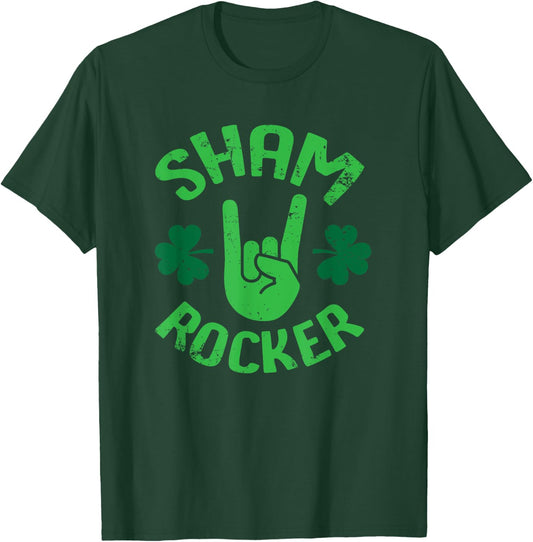 Sham Rocker Funny Rock Musician St. Patty's Day Clover T-Shirt - T-Shirt | Forest