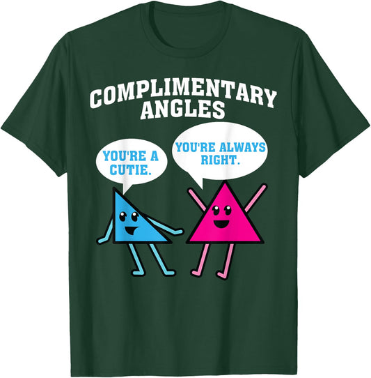 Funny Right Acute Triangle Math Teacher Gift Cool Geometry Women Girls Kids T-Shirt - T-Shirt | Forest