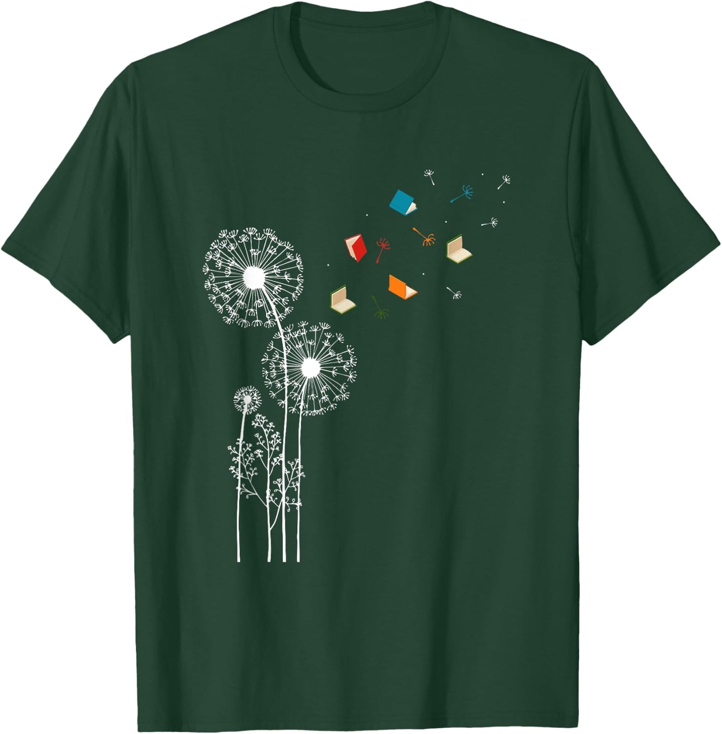 Bookworm Book Lover Gift Literature Dandelion Book Reading - -Adults and Kids - Black - Small - Short Sleeve T-Shirt - T-Shirt | Forest