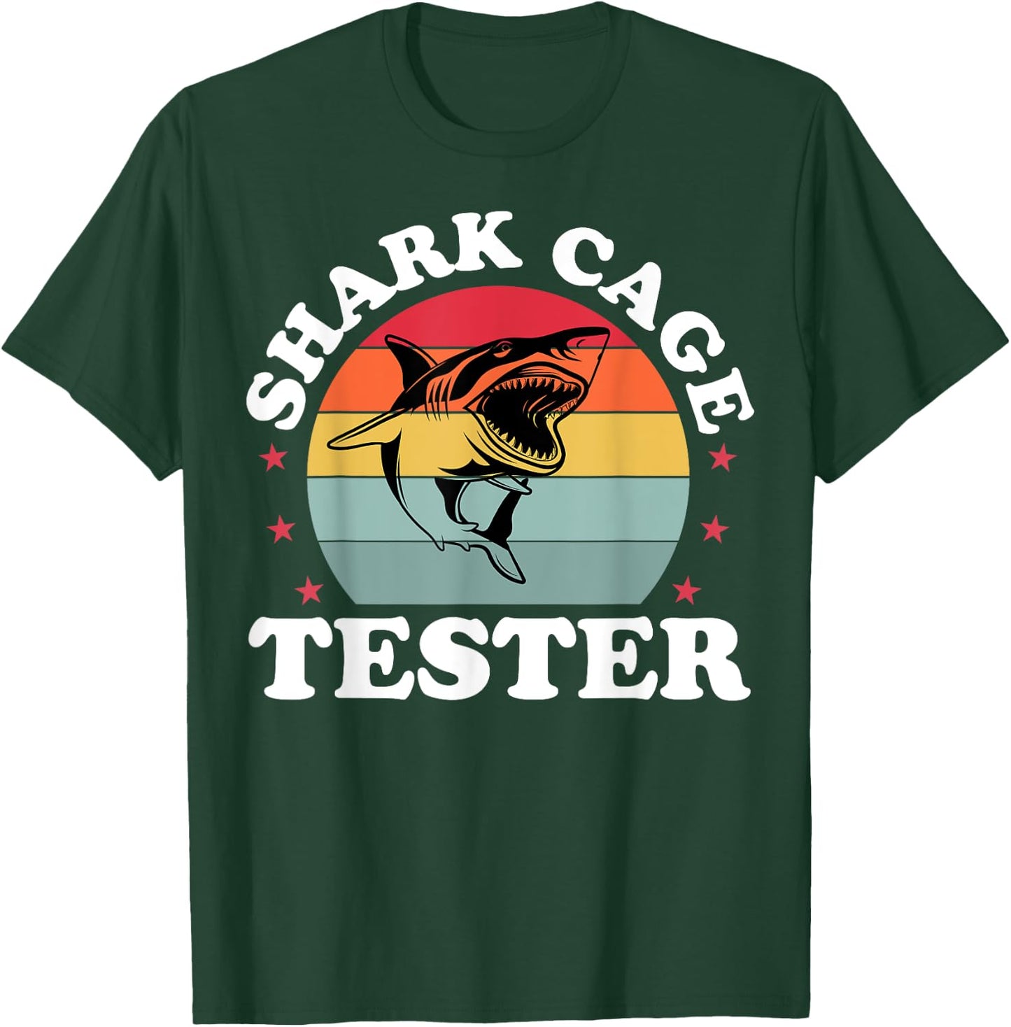 Retro Shark Cage Tester Recovery Funny Leg Arm Amputee T-Shirt - T-Shirt | Forest