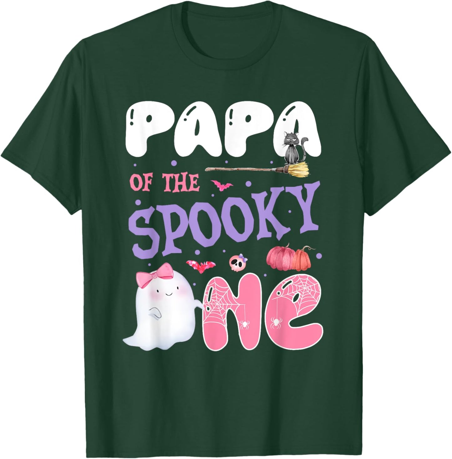 Papa Of The Spooky One 1st Birthday Halloween Pink Ghost T-Shirt - T-Shirt | Forest