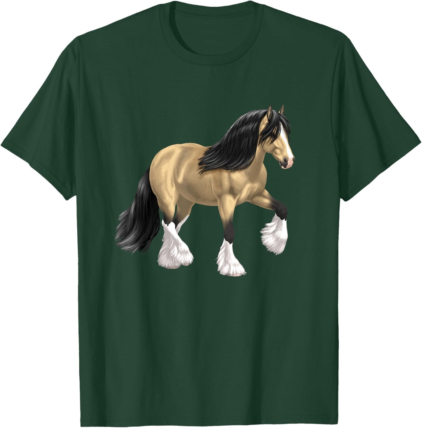 Buckskin Dun Gypsy Vanner Irish Cob Draft Horse T-Shirt - T-Shirt | Forest