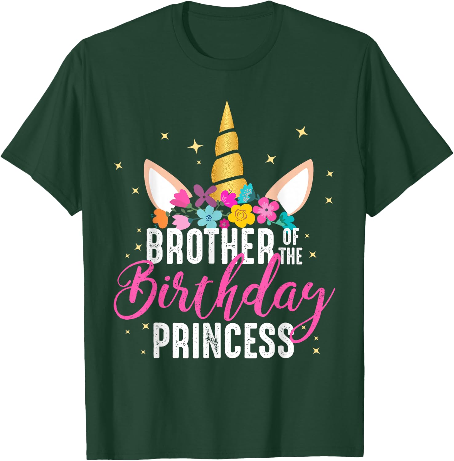 Brother Of The Birthday Princess Gift Unicorn Birthday T-Shirt - T-Shirt | Forest